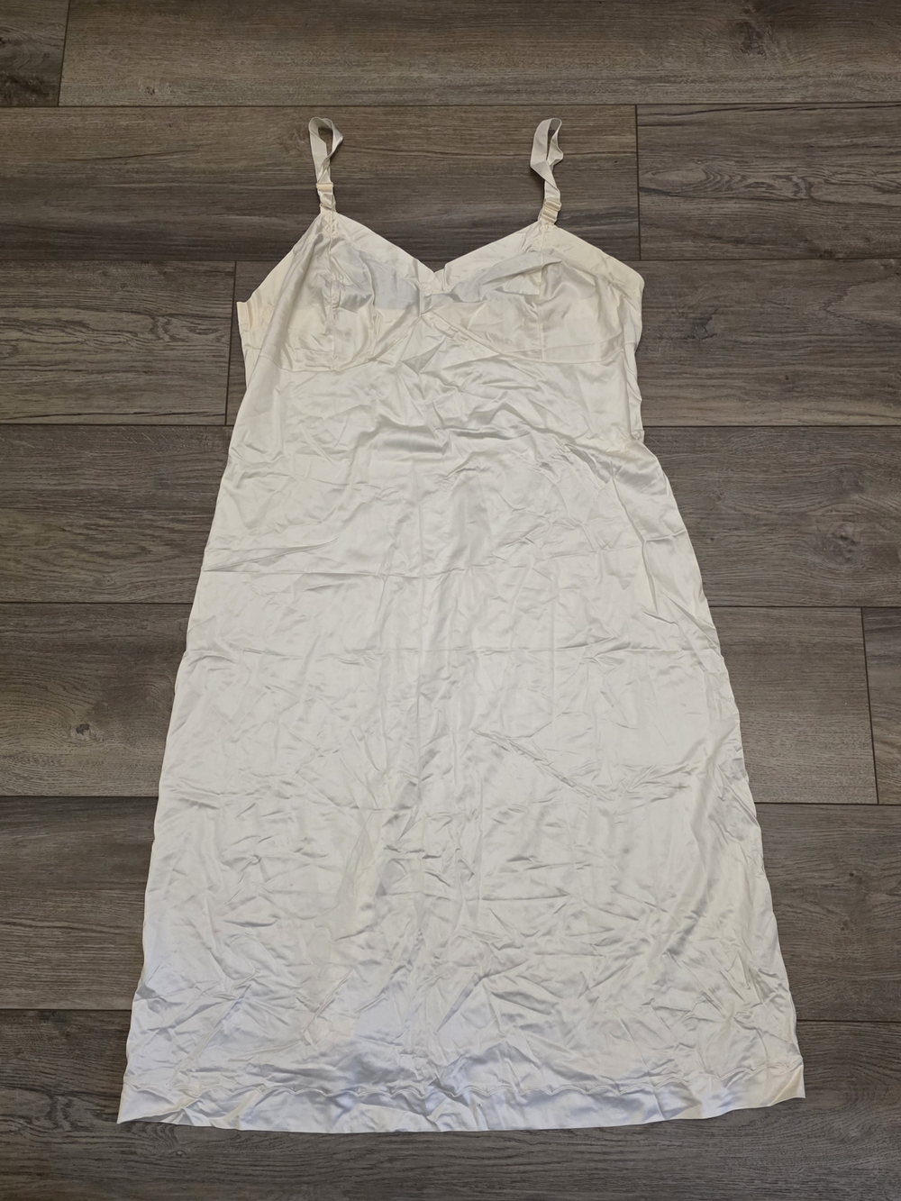 Vtg Wonder Maid Cream Slip Dress Intimates with Adjustable Straps ILGWU Size 36.